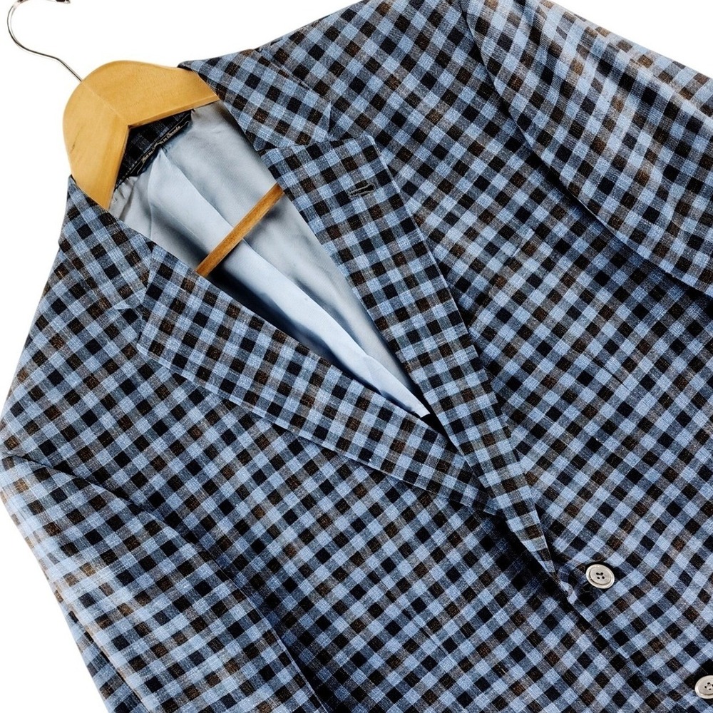 Jack Victor Blazer Mens 42S Loro Piana Summertime Wool Silk Linen Plaid Canada